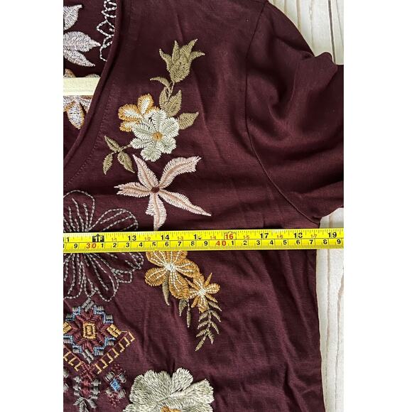 NWT Anthropology by Caite Tees Women's Burgundy Embroidered Shirt - Size Small - Picture 10 of 10